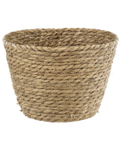 GloboStar® GloboStar® Artificial Garden SIFNOS 20267 Διακοσμητικό Πλεκτό Καλάθι - Κασπώ Γλάστρα - Flower Pot Μπεζ Φ22cm x Υ15cm