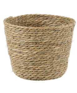 GloboStar® GloboStar® Artificial Garden SIFNOS 20268 Διακοσμητικό Πλεκτό Καλάθι - Κασπώ Γλάστρα - Flower Pot Μπεζ Φ25cm x Υ15cm