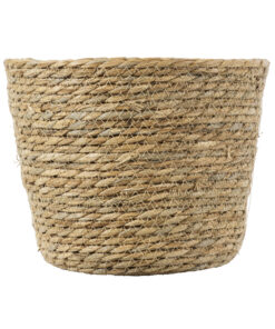 GloboStar® Artificial Garden SIFNOS 20268 Διακοσμητικό Πλεκτό Καλάθι - Κασπώ Γλάστρα - Flower Pot Μπεζ Φ25cm x Υ15cm 11 20268 4