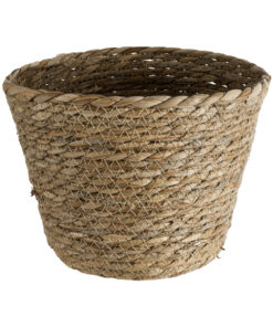 GloboStar® GloboStar® Artificial Garden PATMOS 20269 Διακοσμητικό Πλεκτό Καλάθι - Κασπώ Γλάστρα - Flower Pot Καφέ Φ20 x Υ15cm