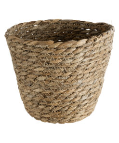 GloboStar® GloboStar® Artificial Garden PATMOS 20270 Διακοσμητικό Πλεκτό Καλάθι - Κασπώ Γλάστρα - Flower Pot Καφέ Φ22 x Υ17cm