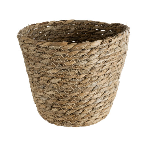 GloboStar® GloboStar® Artificial Garden PATMOS 20270 Διακοσμητικό Πλεκτό Καλάθι - Κασπώ Γλάστρα - Flower Pot Καφέ Φ22 x Υ17cm