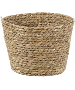 GloboStar® GloboStar® Artificial Garden PATMOS 20271 Διακοσμητικό Πλεκτό Καλάθι - Κασπώ Γλάστρα - Flower Pot Μπεζ Φ25cm x Υ19cm
