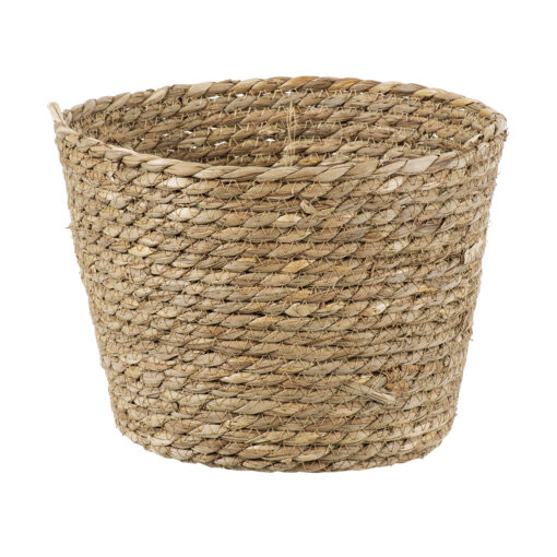 GloboStar® GloboStar® Artificial Garden PATMOS 20271 Διακοσμητικό Πλεκτό Καλάθι - Κασπώ Γλάστρα - Flower Pot Μπεζ Φ25cm x Υ19cm