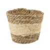 GloboStar® GloboStar® Artificial Garden KYTHIRA 20272 Διακοσμητικό Πλεκτό Καλάθι - Κασπώ Γλάστρα - Flower Pot Μπεζ με Λευκό Φ18cm x Υ15cm