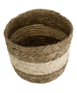 Alternative view of GloboStar® Artificial Garden KYTHIRA 20274 Διακοσμητικό Πλεκτό Καλάθι - Κασπώ Γλάστρα - Flower Pot Καφέ με Μπεζ Φ25 x Υ18cm