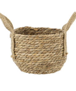 GloboStar® GloboStar® Artificial Garden PAROS 20275 Διακοσμητικό Πλεκτό Καλάθι - Κασπώ Γλάστρα - Flower Pot Μπεζ Φ19cm x Υ15cm