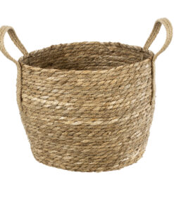 GloboStar® GloboStar® Artificial Garden PAROS 20277 Διακοσμητικό Πλεκτό Καλάθι - Κασπώ Γλάστρα - Flower Pot Μπεζ Φ29cm x Υ25cm