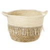 GloboStar® GloboStar® Artificial Garden MYKONOS 20280 Διακοσμητικό Πλεκτό Καλάθι - Κασπώ Γλάστρα - Flower Pot Μπεζ με Μακραμέ Φ25cm x Υ19cm