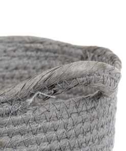 GloboStar® Artificial Garden SYROS 20281 Διακοσμητικό Πλεκτό Καλάθι - Κασπώ Γλάστρα - Flower Pot Μπεζ με Γκρι Φ20cm x Υ20cm 13 20281 5