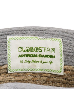 GloboStar® Artificial Garden SYROS 20283 Διακοσμητικό Πλεκτό Καλάθι - Κασπώ Γλάστρα - Flower Pot Μπεζ με Γκρι Φ28cm x Υ24cm 14 20283 6
