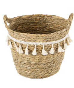 Alternative view of GloboStar® Artificial Garden SANTORINI 20284 Διακοσμητικό Πλεκτό Καλάθι - Κασπώ Γλάστρα - Flower Pot Μπεζ με Μακραμέ Φ20cm x Υ20cm