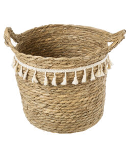 Alternative view of GloboStar® Artificial Garden SANTORINI 20286 Διακοσμητικό Πλεκτό Καλάθι - Κασπώ Γλάστρα - Flower Pot Μπεζ με Μακραμέ Φ31cm x Υ29cm
