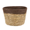 GloboStar® GloboStar® Artificial Garden LEFKADA 20287 Διακοσμητικό Πλεκτό Καλάθι - Κασπώ Γλάστρα - Flower Pot Μπεζ με Καφέ Φ22cm x Υ15cm