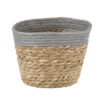 GloboStar® GloboStar® Artificial Garden ANTIPAROS 20288 Διακοσμητικό Πλεκτό Καλάθι - Κασπώ Γλάστρα - Flower Pot Μπεζ με Γκρι Φ18cm x Υ15cm