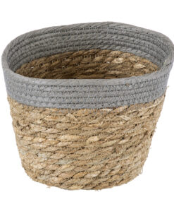 Alternative view of GloboStar® Artificial Garden ANTIPAROS 20288 Διακοσμητικό Πλεκτό Καλάθι - Κασπώ Γλάστρα - Flower Pot Μπεζ με Γκρι Φ18cm x Υ15cm