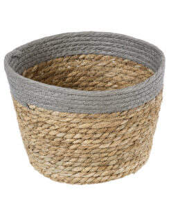 Alternative view of GloboStar® Artificial Garden ANTIPAROS 20289 Διακοσμητικό Πλεκτό Καλάθι - Κασπώ Γλάστρα - Flower Pot Μπεζ με Γκρι Φ22cm x Υ15cm