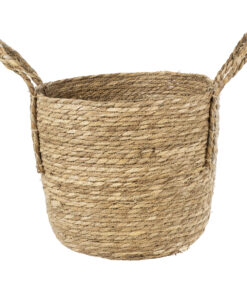 GloboStar® GloboStar® Artificial Garden TINOS 20291 Διακοσμητικό Πλεκτό Καλάθι - Κασπώ Γλάστρα - Flower Pot Μπεζ Φ30cm x Υ27cm