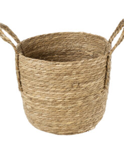Alternative view of GloboStar® Artificial Garden TINOS 20291 Διακοσμητικό Πλεκτό Καλάθι - Κασπώ Γλάστρα - Flower Pot Μπεζ Φ30cm x Υ27cm