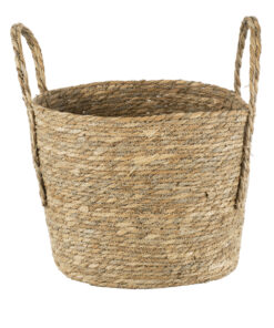 GloboStar® GloboStar® Artificial Garden TINOS 20292 Διακοσμητικό Πλεκτό Καλάθι - Κασπώ Γλάστρα - Flower Pot Μπεζ Φ35cm x Υ30cm