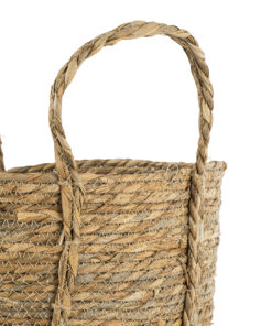 GloboStar® Artificial Garden TINOS 20292 Διακοσμητικό Πλεκτό Καλάθι - Κασπώ Γλάστρα - Flower Pot Μπεζ Φ35cm x Υ30cm 13 20292 5