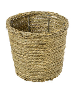 Alternative view of GloboStar® Artificial Garden THASSOS 20293 Διακοσμητικό Πλεκτό Καλάθι - Κασπώ Γλάστρα - Flower Pot Μπεζ με Καφέ Φ20cm x Υ22cm