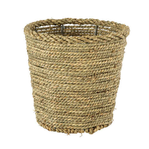 GloboStar® GloboStar® Artificial Garden THASSOS 20294 Διακοσμητικό Πλεκτό Καλάθι - Κασπώ Γλάστρα - Flower Pot Μπεζ με Καφέ Φ26cm x Υ24cm