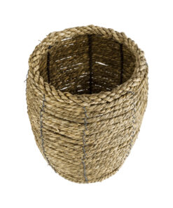 Alternative view of GloboStar® Artificial Garden THASSOS 20295 Διακοσμητικό Πλεκτό Καλάθι - Κασπώ Γλάστρα - Flower Pot Μπεζ Φ18 x Υ24cm