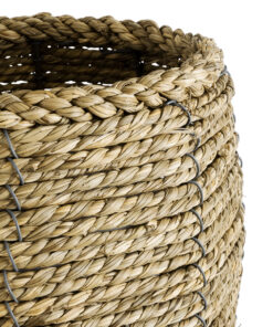 GloboStar® Artificial Garden THASSOS 20295 Διακοσμητικό Πλεκτό Καλάθι - Κασπώ Γλάστρα - Flower Pot Μπεζ Φ18 x Υ24cm 12 20295 5