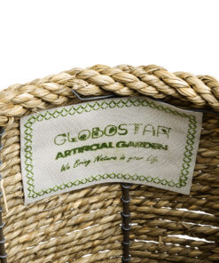 GloboStar® Artificial Garden THASSOS 20295 Διακοσμητικό Πλεκτό Καλάθι - Κασπώ Γλάστρα - Flower Pot Μπεζ Φ18 x Υ24cm 13 20295 6