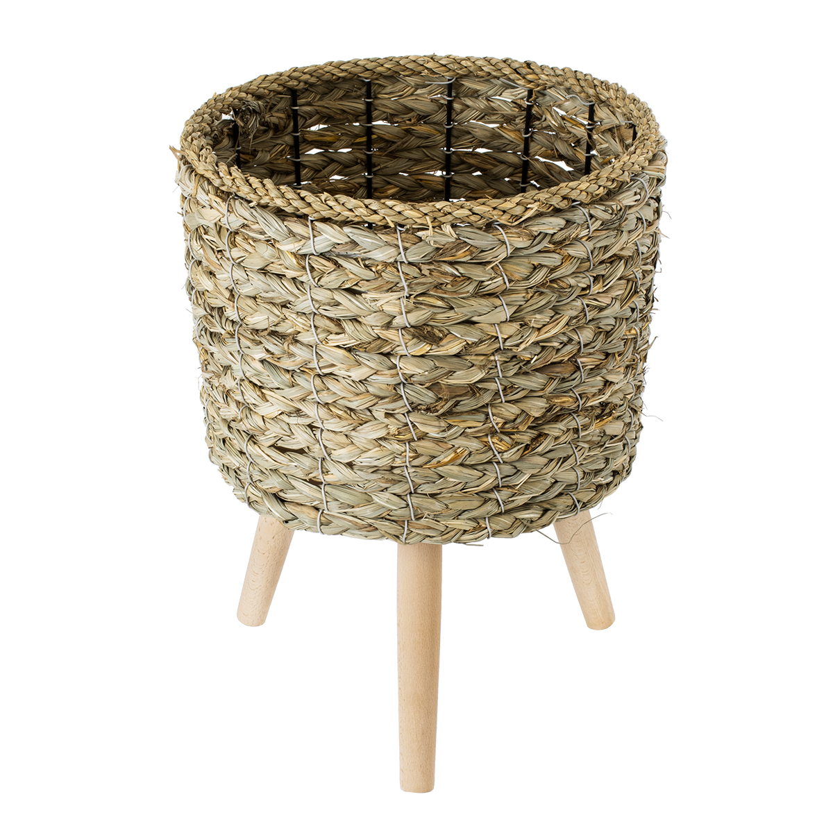 GloboStar® Artificial Garden SKOPELOS 20296 Διακοσμητικό Πλεκτό Καλάθι - Κασπώ Γλάστρα - Flower Pot Μπεζ με Καφέ Φ26cm x Υ36cm 4 GloboStar® Artificial Garden SKOPELOS 20296 Διακοσμητικό Πλεκτό Καλάθι - Κασπώ Γλάστρα - Flower Pot Μπεζ με Καφέ Φ26cm x Υ36cm - Image 2