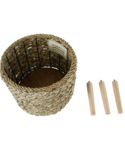 GloboStar® Artificial Garden SKOPELOS 20296 Διακοσμητικό Πλεκτό Καλάθι - Κασπώ Γλάστρα - Flower Pot Μπεζ με Καφέ Φ26cm x Υ36cm 19 20296 8