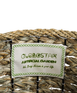 GloboStar® Artificial Garden SKOPELOS 20296 Διακοσμητικό Πλεκτό Καλάθι - Κασπώ Γλάστρα - Flower Pot Μπεζ με Καφέ Φ26cm x Υ36cm 20 20296 9