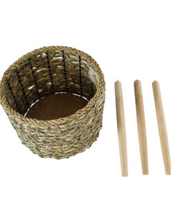 GloboStar® Artificial Garden SKOPELOS 20298 Διακοσμητικό Πλεκτό Καλάθι - Κασπώ Γλάστρα - Flower Pot Μπεζ με Καφέ Φ26cm x Υ55cm 18 20298 8