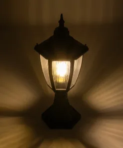 Alternative view of GloboStar® ENGLAND 202-0009 Vintage Επιδαπέδιο Φωτιστικό Φαναράκι Μονόφωτο 1 x E27 IP44 Μαύρο & Διάφανο Πλαστικό - Μ20 x Π20 x Υ45cm