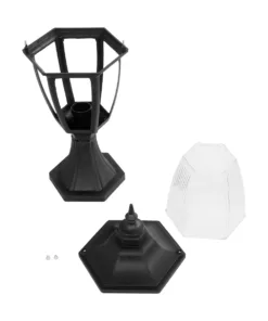 GloboStar® ENGLAND 202-0009 Vintage Επιδαπέδιο Φωτιστικό Φαναράκι Μονόφωτο 1 x E27 IP44 Μαύρο & Διάφανο Πλαστικό - Μ20 x Π20 x Υ45cm 16 202 0009 8