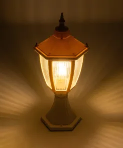 Alternative view of GloboStar® ENGLAND 202-0010 Vintage Επιδαπέδιο Φωτιστικό Φαναράκι Μονόφωτο 1 x E27 IP44 Λευκό & Διάφανο Πλαστικό - Μ20 x Π20 x Υ45cm