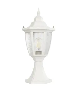 GloboStar® ENGLAND 202-0010 Vintage Επιδαπέδιο Φωτιστικό Φαναράκι Μονόφωτο 1 x E27 IP44 Λευκό & Διάφανο Πλαστικό - Μ20 x Π20 x Υ45cm 11 202 0010 3