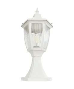 GloboStar® ENGLAND 202-0010 Vintage Επιδαπέδιο Φωτιστικό Φαναράκι Μονόφωτο 1 x E27 IP44 Λευκό & Διάφανο Πλαστικό - Μ20 x Π20 x Υ45cm 12 202 0010 4