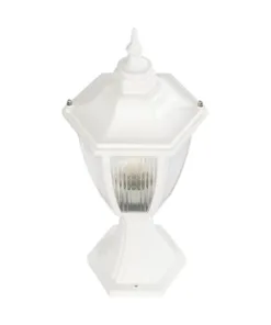 GloboStar® ENGLAND 202-0010 Vintage Επιδαπέδιο Φωτιστικό Φαναράκι Μονόφωτο 1 x E27 IP44 Λευκό & Διάφανο Πλαστικό - Μ20 x Π20 x Υ45cm 13 202 0010 5