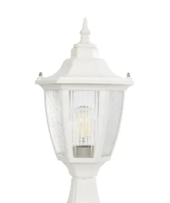 GloboStar® ENGLAND 202-0010 Vintage Επιδαπέδιο Φωτιστικό Φαναράκι Μονόφωτο 1 x E27 IP44 Λευκό & Διάφανο Πλαστικό - Μ20 x Π20 x Υ45cm 14 202 0010 6