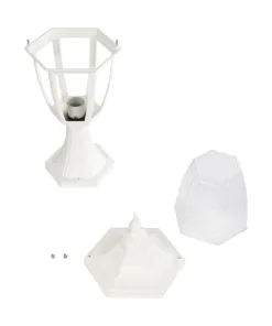 GloboStar® ENGLAND 202-0010 Vintage Επιδαπέδιο Φωτιστικό Φαναράκι Μονόφωτο 1 x E27 IP44 Λευκό & Διάφανο Πλαστικό - Μ20 x Π20 x Υ45cm 16 202 0010 8