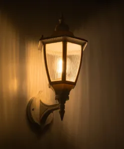 Alternative view of GloboStar® ENGLAND 202-0012 Vintage Επιτοίχιο Φωτιστικό Φαναράκι Μονόφωτο 1 x E27 IP44 Λευκό Πλαστικό - Μ20 x Π20 x Υ30cm