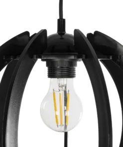 GLOBOSTAR® VIVIDUS 202-0028 Μοντέρνο Κρεμαστό Φωτιστικό Οροφής με Ντουί 1 x E27 AC 220-240V IP20 - Μαύρο - Μ30 x Π30 x Υ70cm 17 202 0028 7