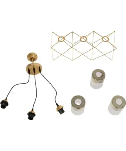 GLOBOSTAR® PLEX 202-0036 Μοντέρνο Κρεμαστό Φωτιστικό Οροφής με Ντουί 3 x E27 AC 220-240V IP20 - Χρυσό & Διάφανο - Μ56 x Π17 x Υ24cm 20 202 0036 10