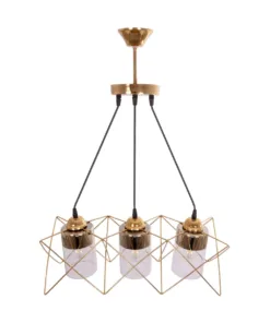 GLOBOSTAR® PLEX 202-0036 Μοντέρνο Κρεμαστό Φωτιστικό Οροφής με Ντουί 3 x E27 AC 220-240V IP20 - Χρυσό & Διάφανο - Μ56 x Π17 x Υ24cm 15 202 0036 5