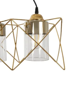 GLOBOSTAR® PLEX 202-0036 Μοντέρνο Κρεμαστό Φωτιστικό Οροφής με Ντουί 3 x E27 AC 220-240V IP20 - Χρυσό & Διάφανο - Μ56 x Π17 x Υ24cm 16 202 0036 6