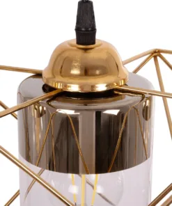 GLOBOSTAR® PLEX 202-0036 Μοντέρνο Κρεμαστό Φωτιστικό Οροφής με Ντουί 3 x E27 AC 220-240V IP20 - Χρυσό & Διάφανο - Μ56 x Π17 x Υ24cm 17 202 0036 7