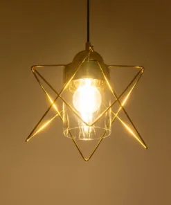 Alternative view of GLOBOSTAR® PLEX 202-0037 Μοντέρνο Κρεμαστό Φωτιστικό Οροφής με Ντουί 1 x E27 AC 220-240V IP20 - Χρυσό & Διάφανο - Μ25 x Π25 x Υ23cm