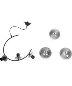 GLOBOSTAR® CITY 202-0041 Μοντέρνο Κρεμαστό Φωτιστικό Οροφής με Ντουί 3 x E27 AC 220-240V IP20 - Μαύρο, Ασημί & Διάφανο - Μ60 x Π35 x Υ50cm 20 202 0041 10